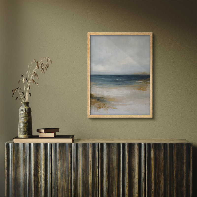 Reproduction d'art encadrée abstraite pour décoration intérieure moderne, Naturel, H 14 po x l 11 po