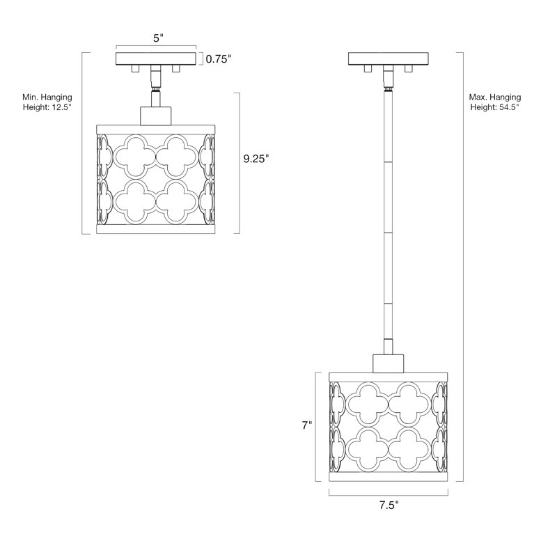 Luminaire suspendu moderne 1 lumière Hajari 7,5 + abat-jour tambour en métal, hauteur de suspension réglable, finition blanc antique