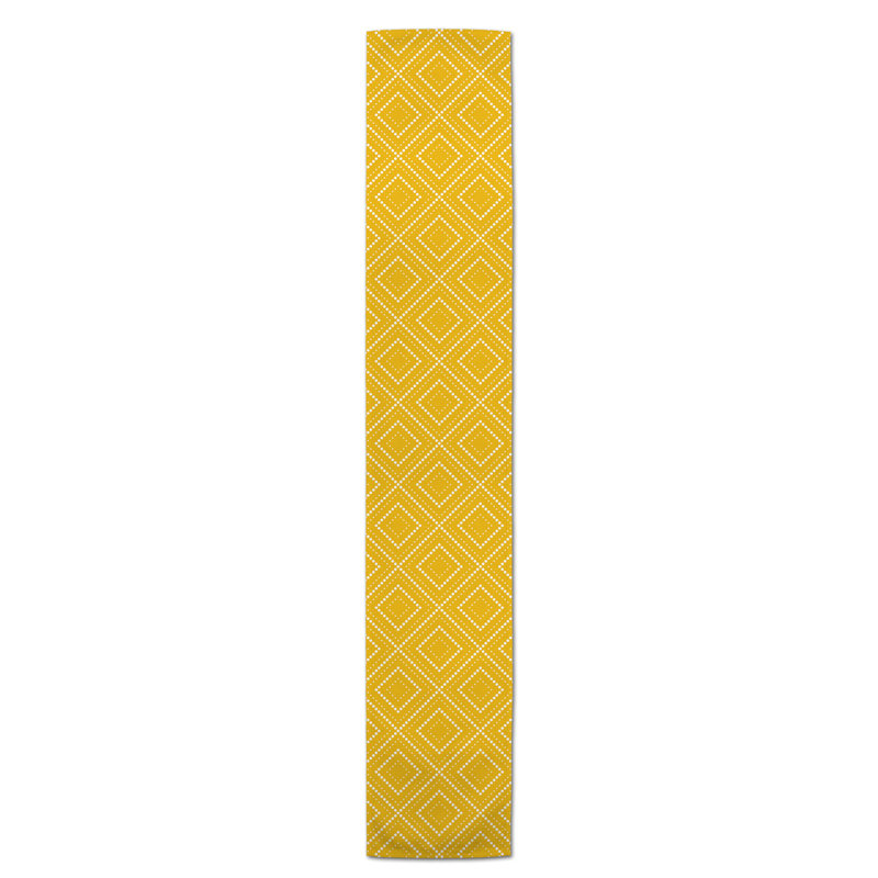Nalston Dotted Diamond Table Runner, 72" x 16", Yellow, Geometric 1
