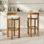 Tabouret de bar en bois à dossier bas avec finition noyer et revêtement ivoire-221087709
