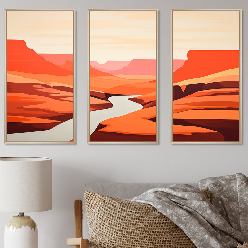 «Brown Minimalisme Canyon Calm IV - Canyon», art mural sur toile, H 40 po x l 60 po x P 1 po, Cadre naturel flottant