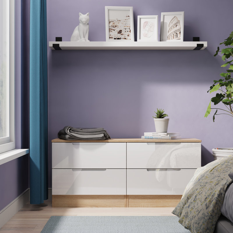 110cm W 4 - Drawer Chest of Drawers, White/Oak