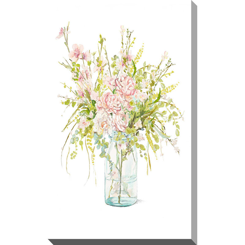 Fleurs dans un vase en verre par Patricia Pinto - Peinture, Toile tendue, H 60 po x l 36 po x P 1,5 po