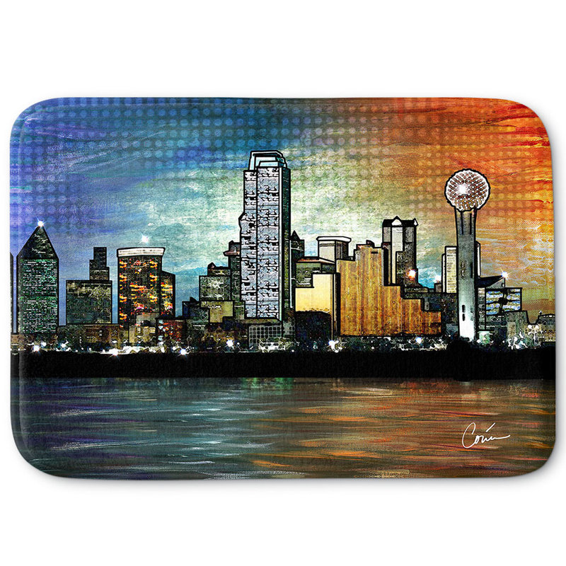 Tapis pour salle de bain à mousse à mémoire de style contemporain city corina bakke, H 1 po x l 34 po x L 21 po