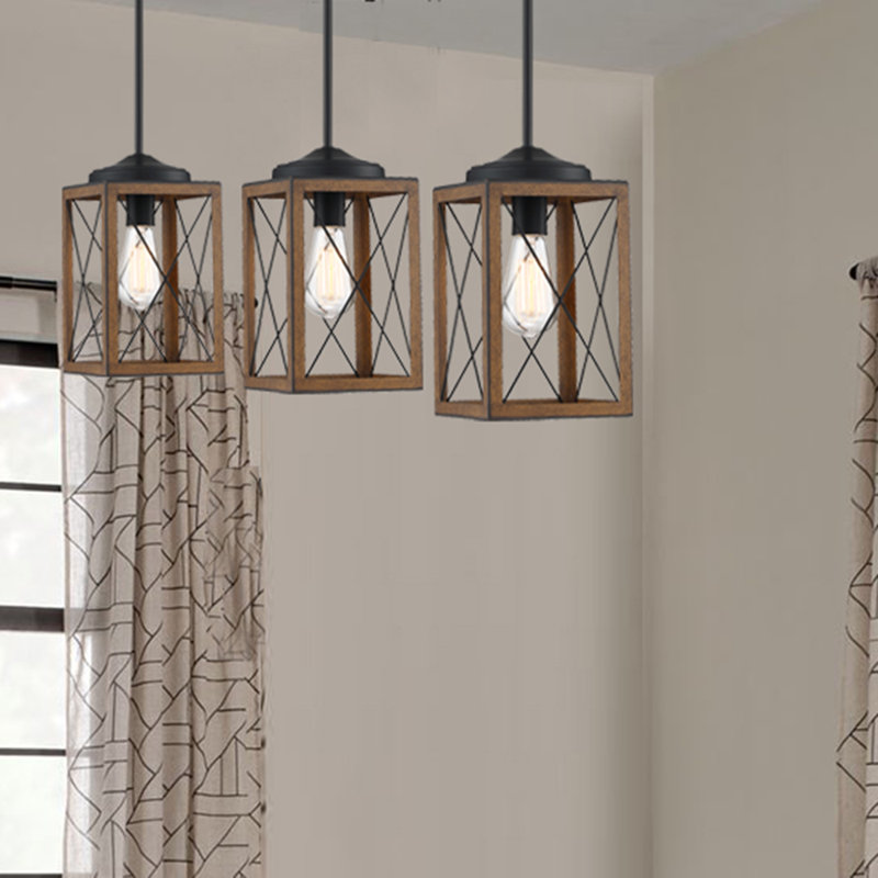 Luminaire suspendu rectangulaire à 1 lumière Gracela, Brun / noir, H 62,25 po x l 6,5 po x P 6,5 po