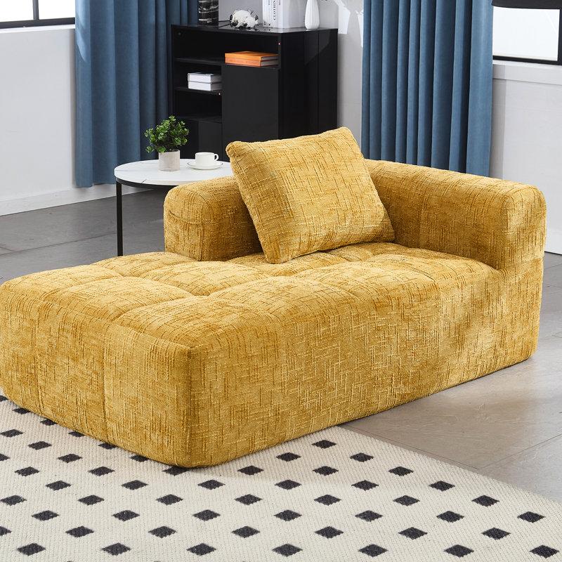 Canapé-lit en chenille pour appartement, éponge haute et design confortable jaune, appartement moderne, Jaune
