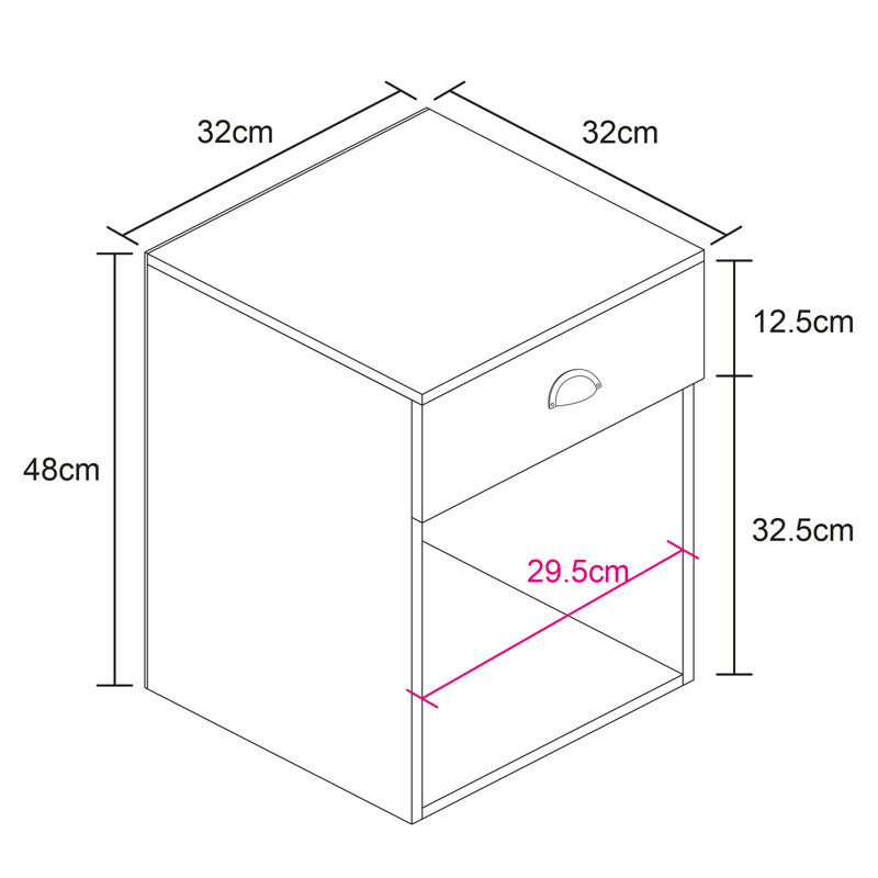 Kaitlin 32cm W Manufactured Wood Bedside Table