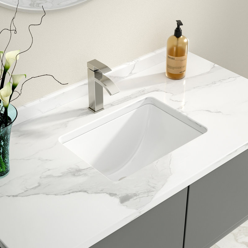 Lavabo de salle de bain encastrable rectangulaire en céramique blanche avec trop-plein L 20 po x l 15 po