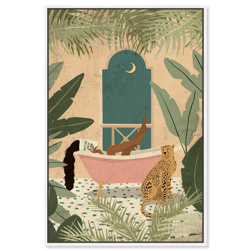 Jungle Bathtime Lounge - Impression sur toile, H 36 po x l 24 po, Toile encadrée, White