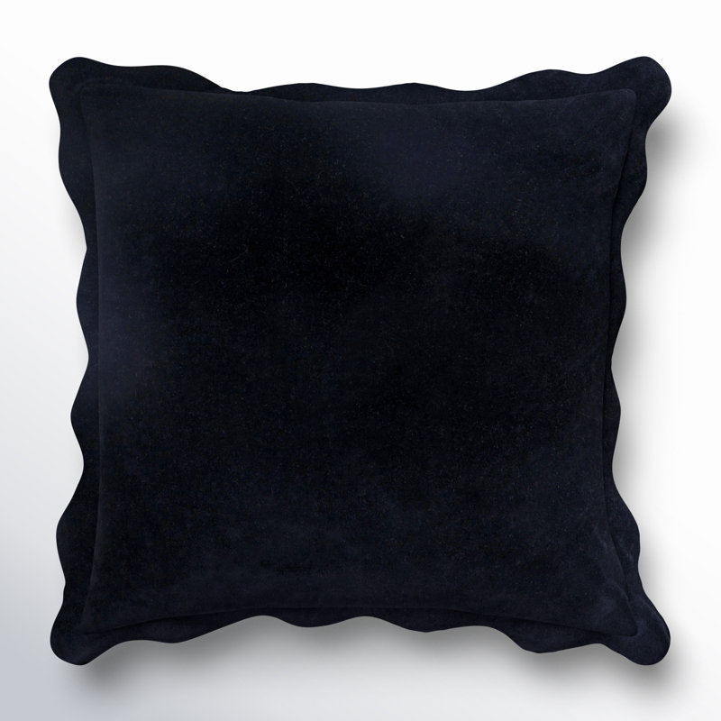Collier Scalloped Edges Cotton Reversible Throw Pillow, 18"H x 18"W, Black, Polyester