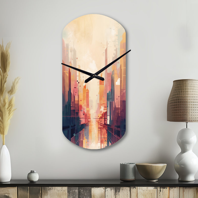 Sculpture moderne cubisme urbain I - horloge murale jaune en forme de cylindre, Grand
