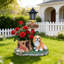 Statue de jardinière lanterne solaire chien assis