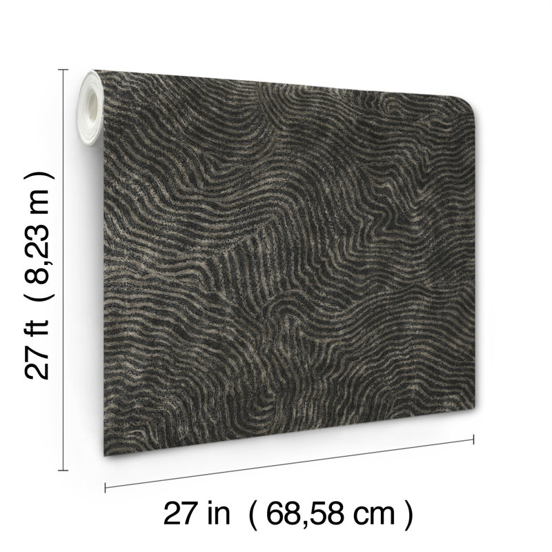27' L x 27" W Wallpaper Roll, Black
