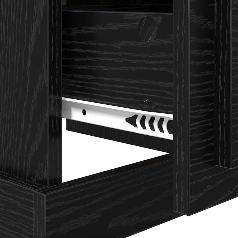 39cm W Manufactured Wood Bedside Table, Black Oak