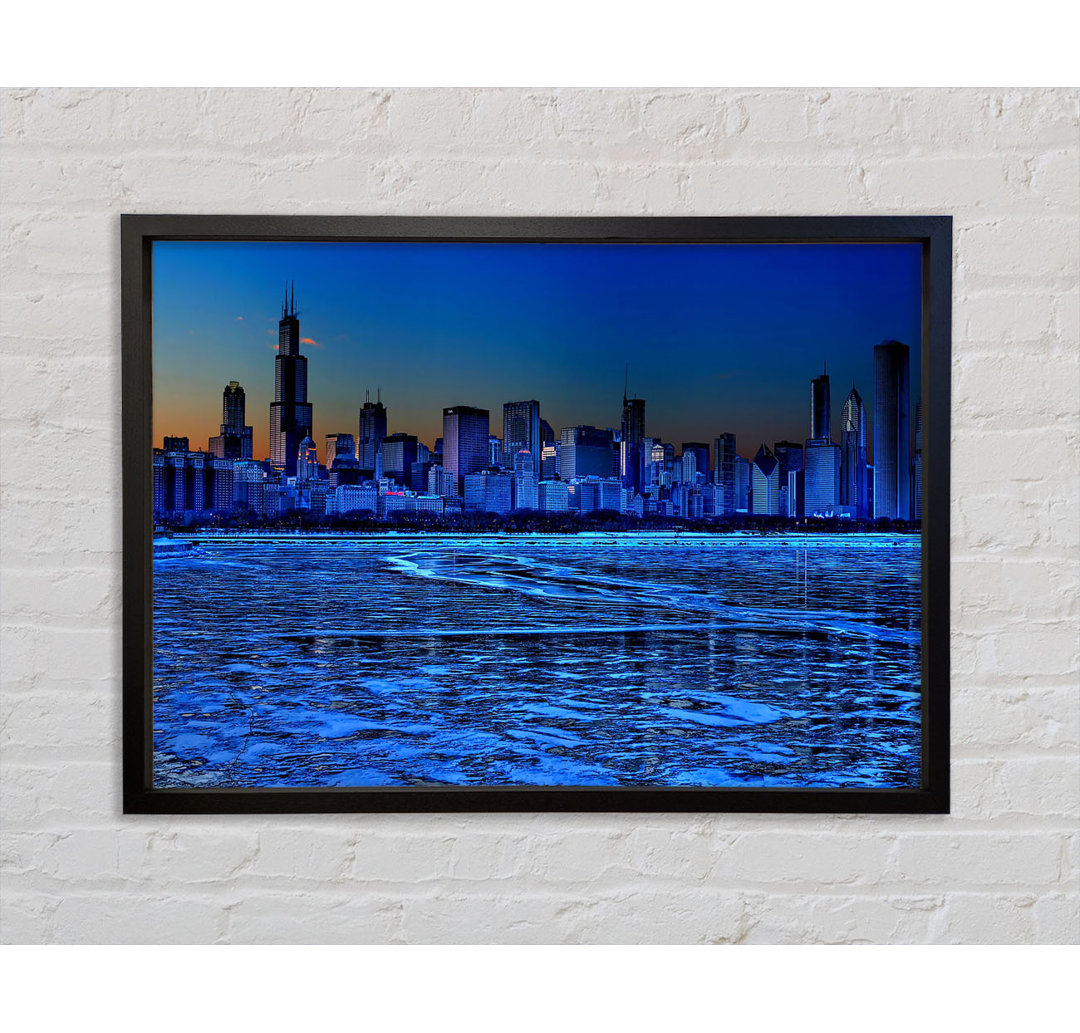 Chicago Ice Blue Waters - Einzelner Bilderrahmen Kunstdrucke auf Leinwand