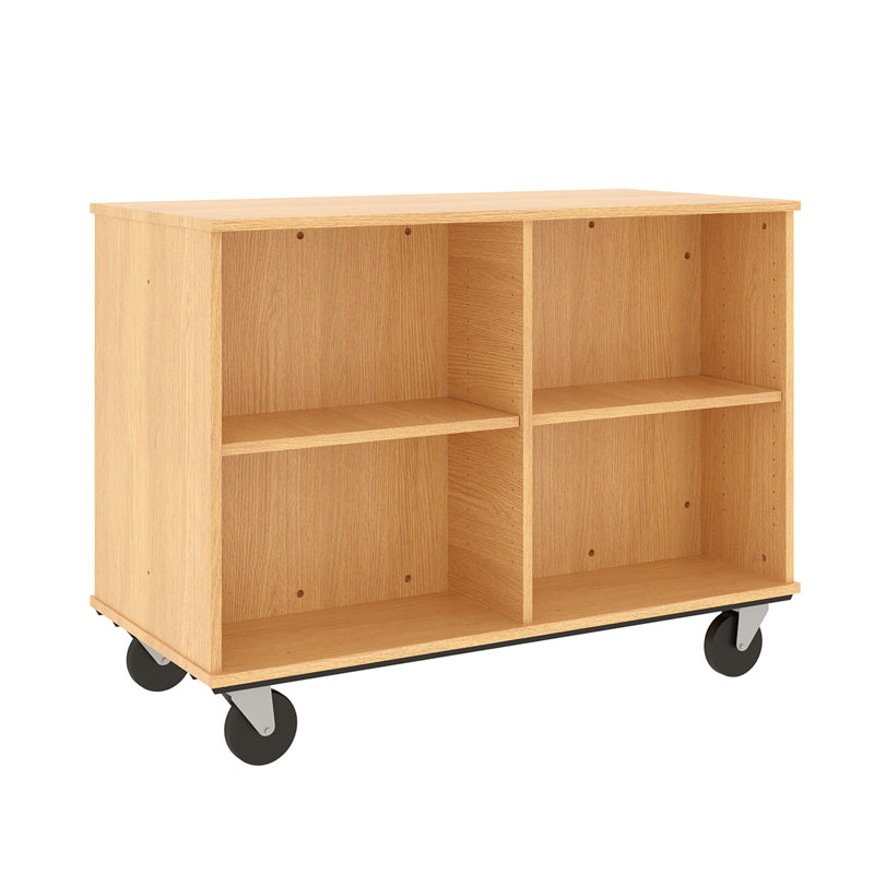 36'' H x 48'' W Double Sided Book Cart with Wheels, Castle Oak