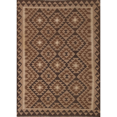 Tapis géométrique réversible en laine Kilim 5 x 7