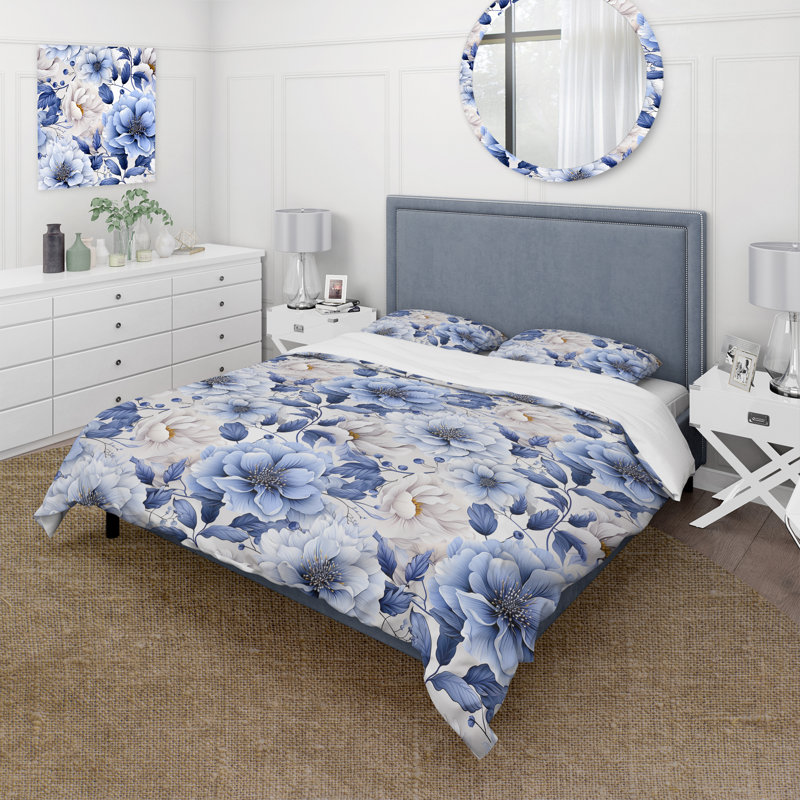 Ensemble de housse de couette Artistic Blue Essence, Housse de couette pour très grand lit et 2 très