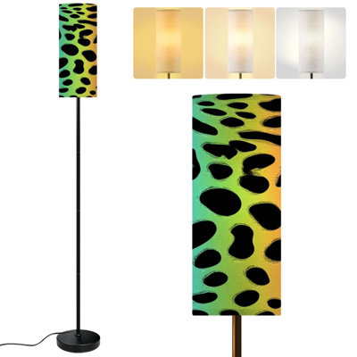  68.5" Standing Floor Lamp Rainbow leopard skin seamless Dimmable Metal Pole Lamp with Linen Lampshade LED Bulb Included