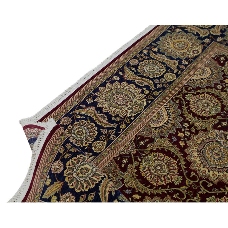 Tapis unique en laine noué à la main de 8 pi 9 po x 11 pi 9 po noir / rouge / brun