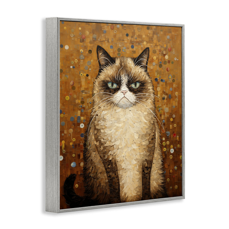 «Grumpy Klimt Cat», giclée par Arlington Prints, H 14 po x l 11 po, Estampe numérique Farmhouse