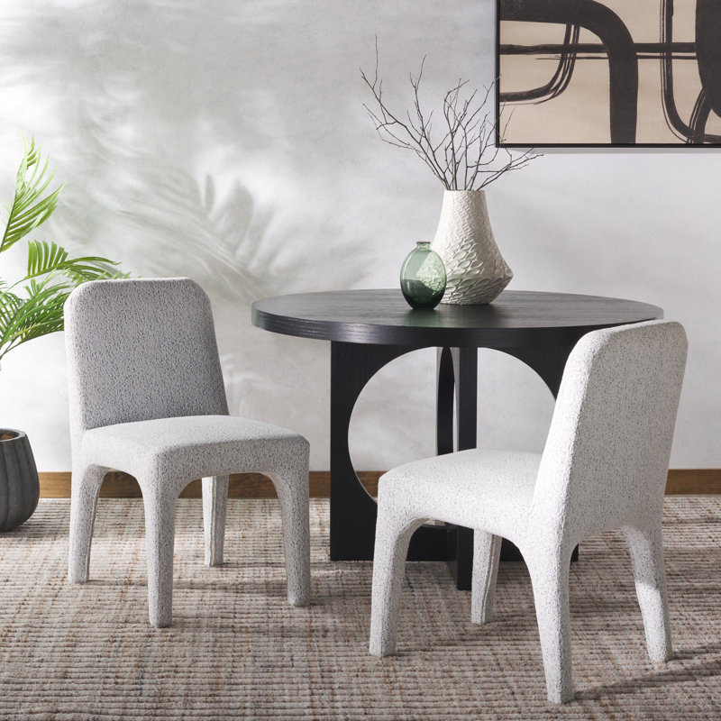 Maricelle Boucle Dining Chair, White/Black