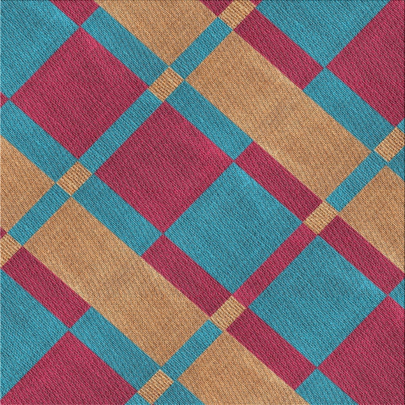 Tapis décoratif géométrique rouge/bleu antoonjr, Carré 6 pi