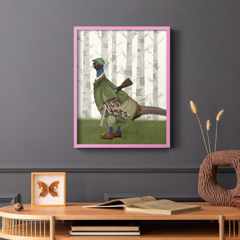Pheasant Shooting Party 1 Framed Print - Solid Wood, Brown, 28" H x 22" W