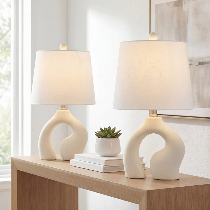 Tula 19" Scandinavian Minimalist Ceramic Arch LED Table Lamp