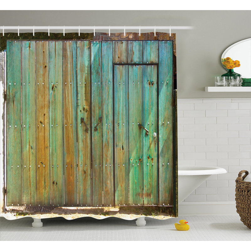 Rideau de douche simple en bois old rustique old, H 75 po x l 69 po