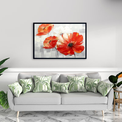 «Abstract Red Wild Flowers» sur toile