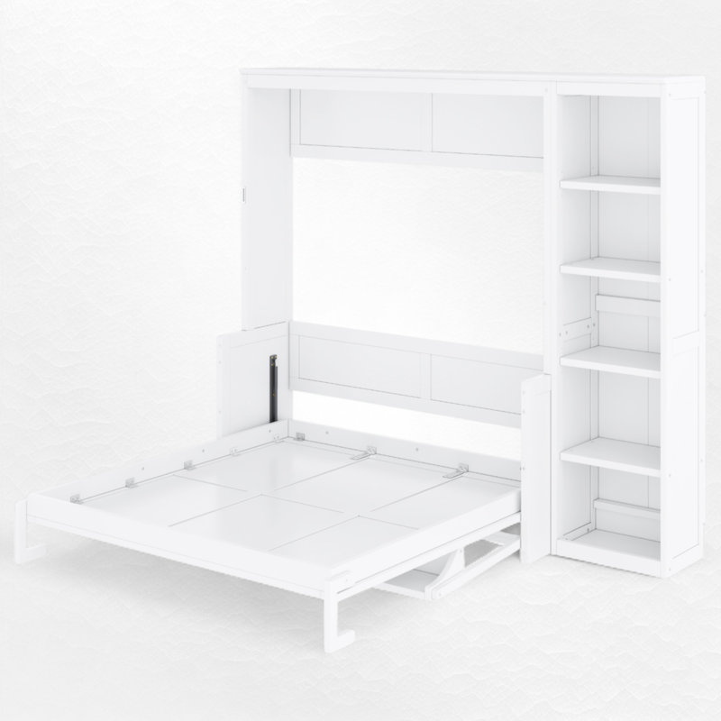 Lit escamotable avec tablette Murphy, Double , Blanc