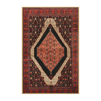 Tapis noir/ivoire/rouge traditionnel Oyama