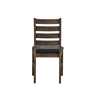 Contemporary Brown Synthetic Leather & Walnut Side Chair , Padded Cushion, 220lbs Load Capacity, 20in Depth, 21in Width, 37in Height Brown, Faux Leather, Wood, Of 2, Design, Seat, Weight Tolerance