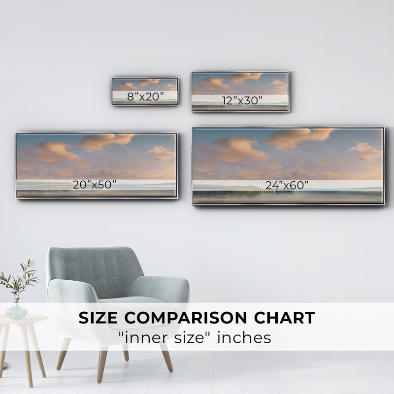 Pastel Sunnset- Framed Canvas, 12" H x 30" W