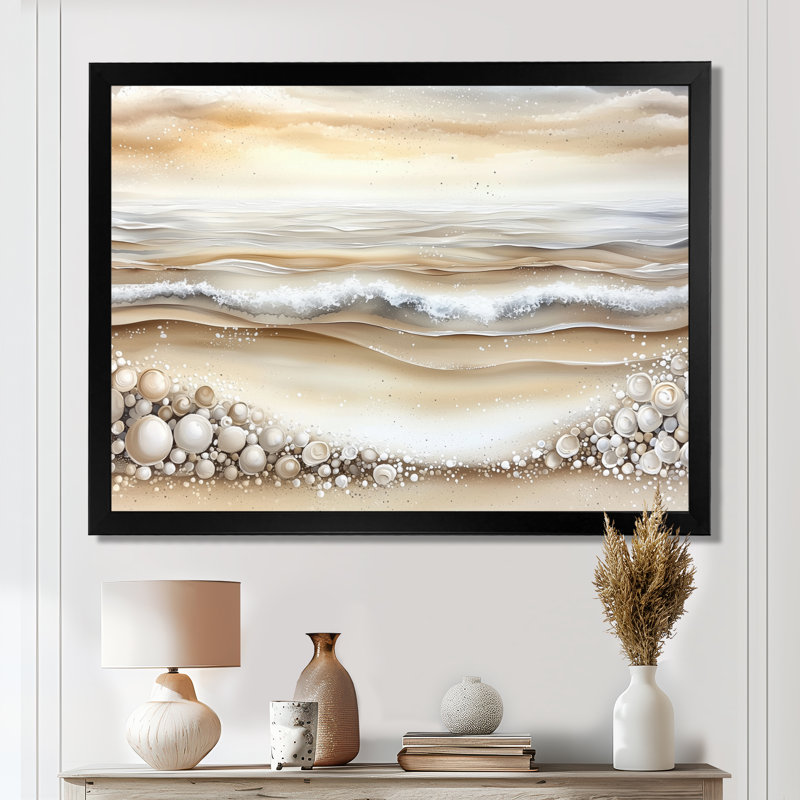 «Shifting Tides In Panama I» - art mural plage côtière, H 34 po x l 44 po, Reproduction encadrée d'une seule photo sans pass