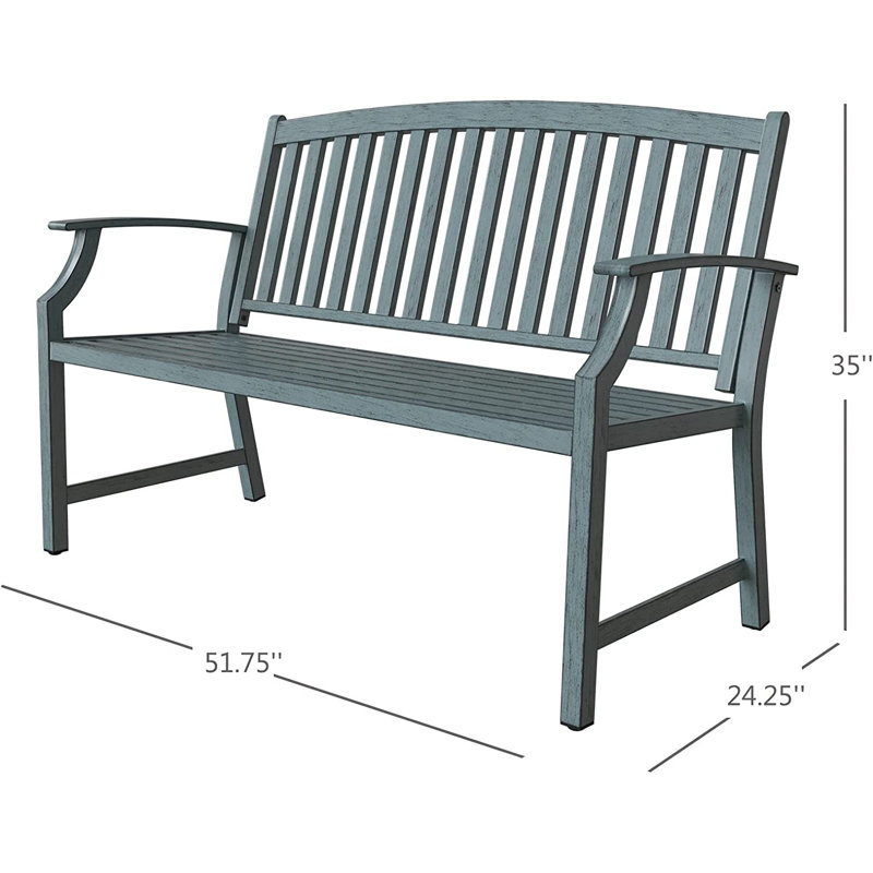 Banc d'extérieur en aluminium et acier Trendarius, Bleu délavé