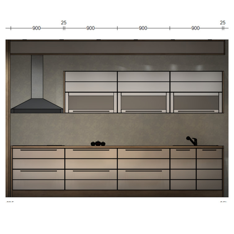 141.7'' W White/Brown Kitchen Cabinet Set