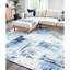 Tapis lavable bleu grande surface 5 x 7 pi, patin et déchirure, envers velouté doux à poils courts - avec tissage serré, idéal pour la décoration intérieure dans différents styles