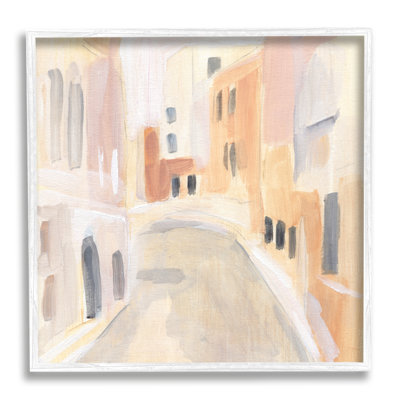 «Soft City Pathway Delicate Coastal European Buildings» par Annie Warren, peinture sur toile