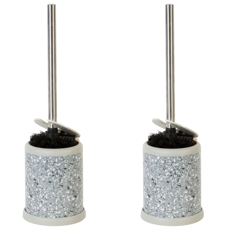 Paquet de 2 brosses de toilette et support à fermeture automatique Bath Bliss en gris Terz