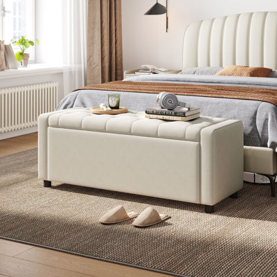 Velvet Upholstered Tufted Storage Bench