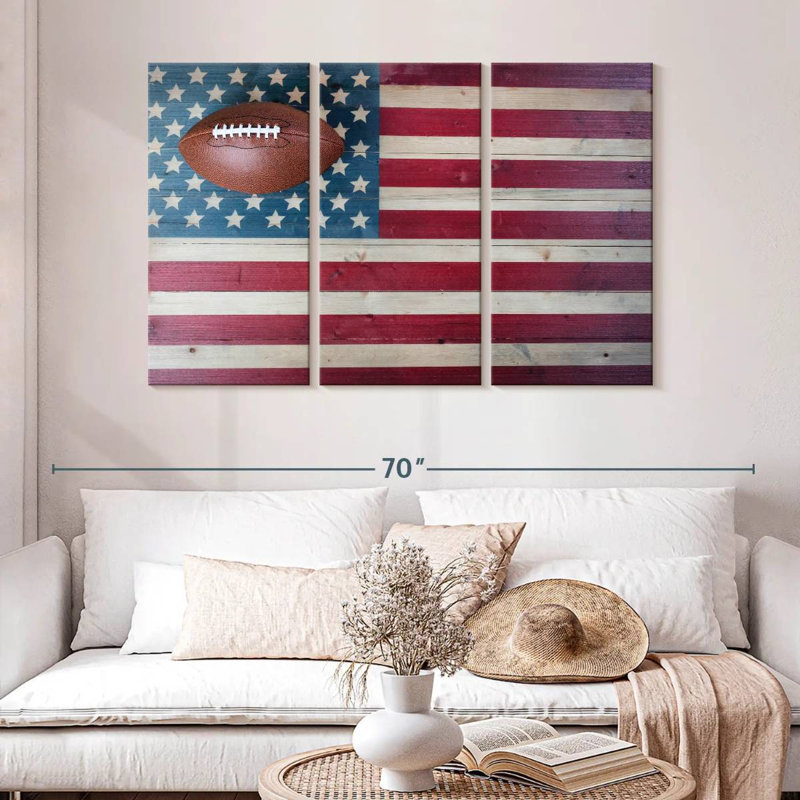 Borges American Flag And Football, 32" H x 50" W