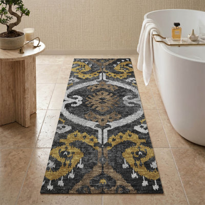 Tapis Villers AMF2614 Ikat de qualité supérieure, lavable à la machine