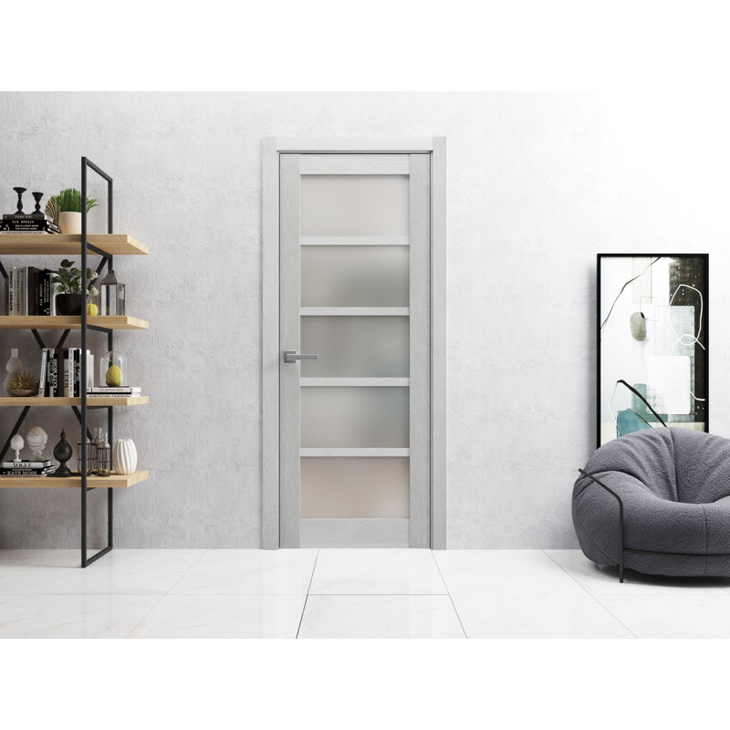 Porte standard lambrissée Quadro, 32 po x 84 po, Chêne gris clair