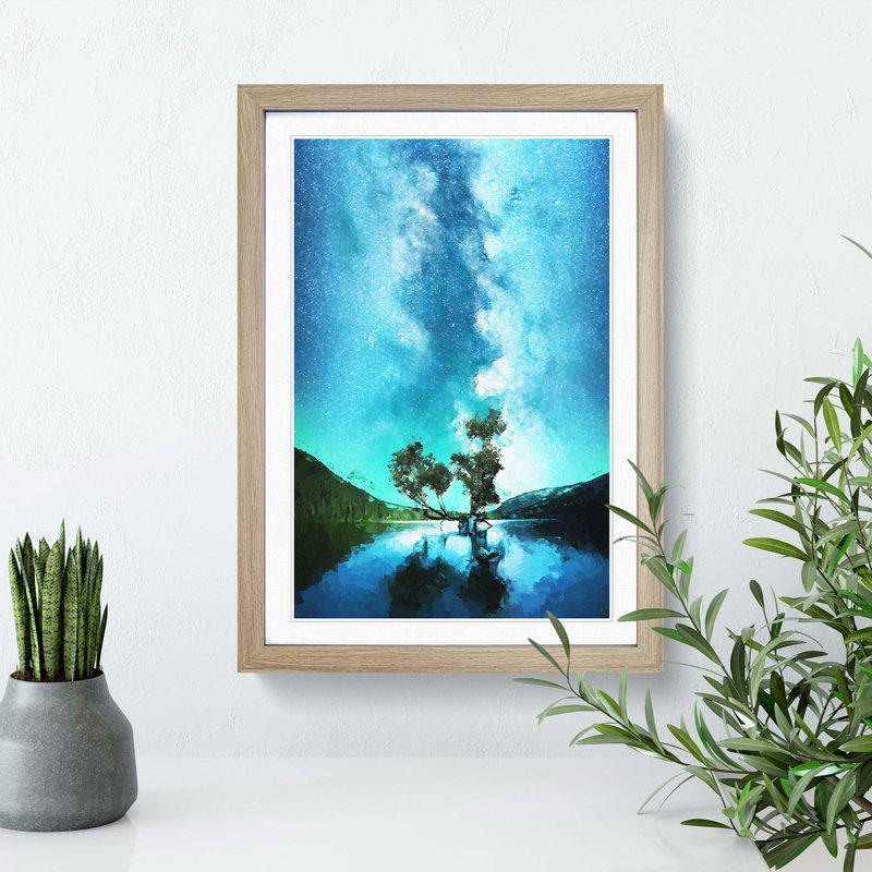Milky Way Above Washington in Abstract - Picture Frame Graphic Art Print, Oak Framed, 87cm H x 62cm W x 2cm D
