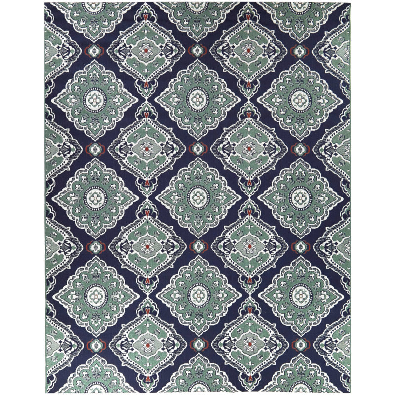 Tapis intérieur / extérieur bleu foncé Marama, Rectangle 6 pi 7 po x 9 pi