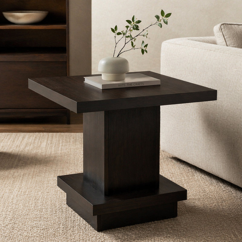 Mbala Cappuccino Square Pedestal End Table