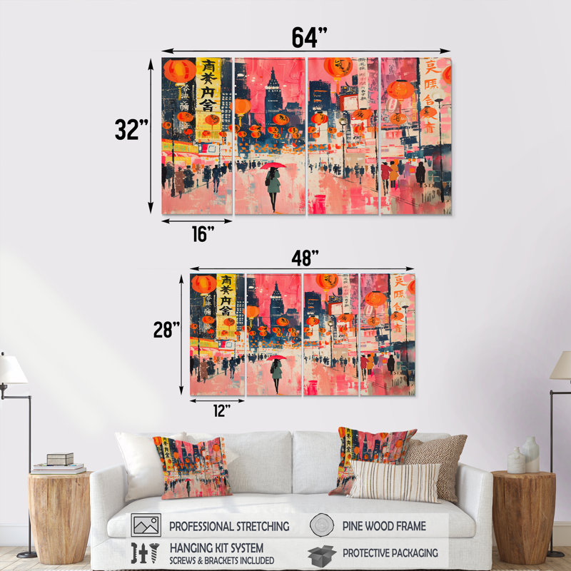 Rose, gratte-ciel de New York VI - ensemble d'art mural New York, H 28 po x l 48 po