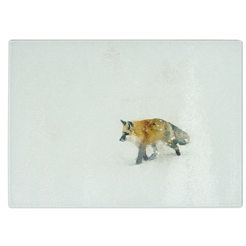 Tempered Glass a Fox Alone Chopping Board, 39 cm W x 28.5 cm L